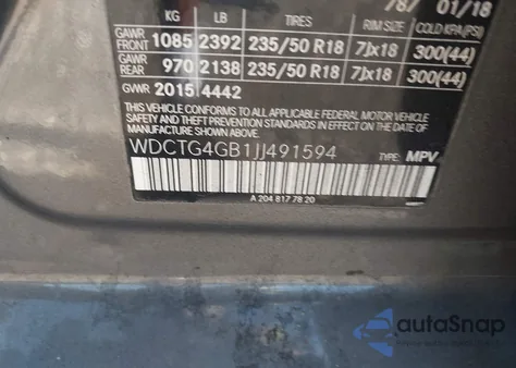 2018 Mercedes-Benz Gla 250 4Matic z USA, uszkodzony, nr VIN WDCTG4GB1JJ491594